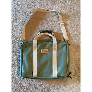 20" Vintage Olive & Tan TOTES Canvas Laptop/Messenger Bag - Removeable Insert